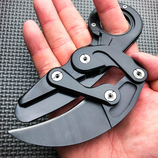 All-steel Claw Mechanical Knives Tactical Multifunction Outdoor Self Defense EDC Tool Gadget Gift for Men, Black/Silver