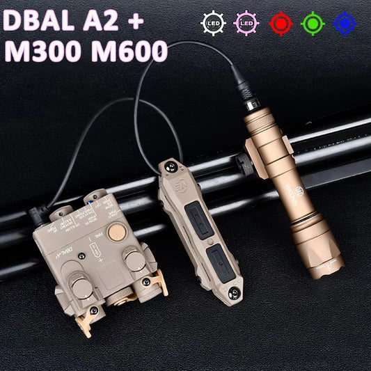 DBAL A2 Red Green Dot Laser Surefi M300 M600 Flashlight Pressure Switch Hunting Airsoft Weapon Light For 20mm MLOK KEYMOD Rail