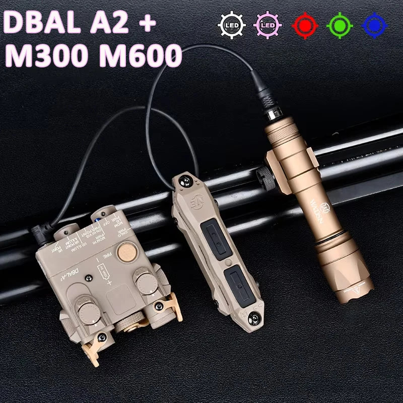 DBAL A2 Red Green Dot Laser Surefi M300 M600 Flashlight Pressure Switch Hunting Airsoft Weapon Light For 20mm MLOK KEYMOD Rail