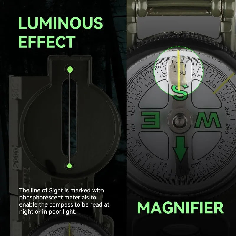 Multi-functional Military Aiming Navigation Compass, Wilderness Children's Survival Compass, Waterproof Magnetic Equipment