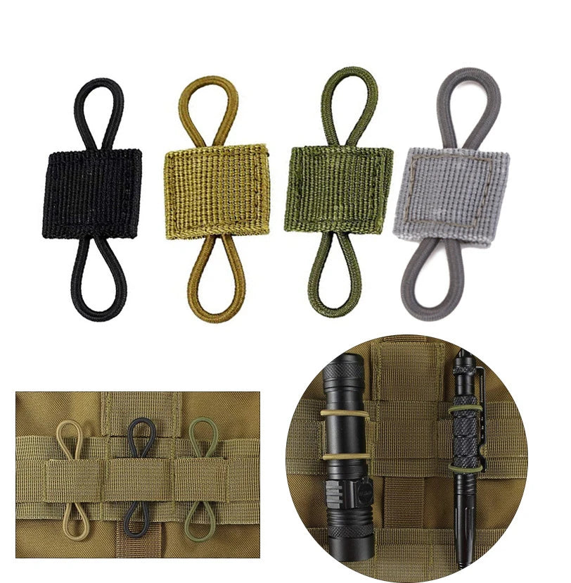 10pcs MOLLE Elastic Nylon Webbing Ribbon Buckle Outdoor Hiking Hunting Backpack Vest PTT Antenna Stick Pipe Binding Retainer