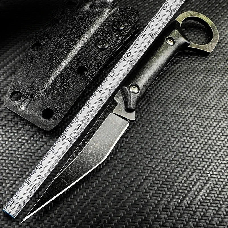 New corrosion-resistant portable knife, multi-purpose outdoor straight knife K-sheath, jungle self-defense EDC knife。