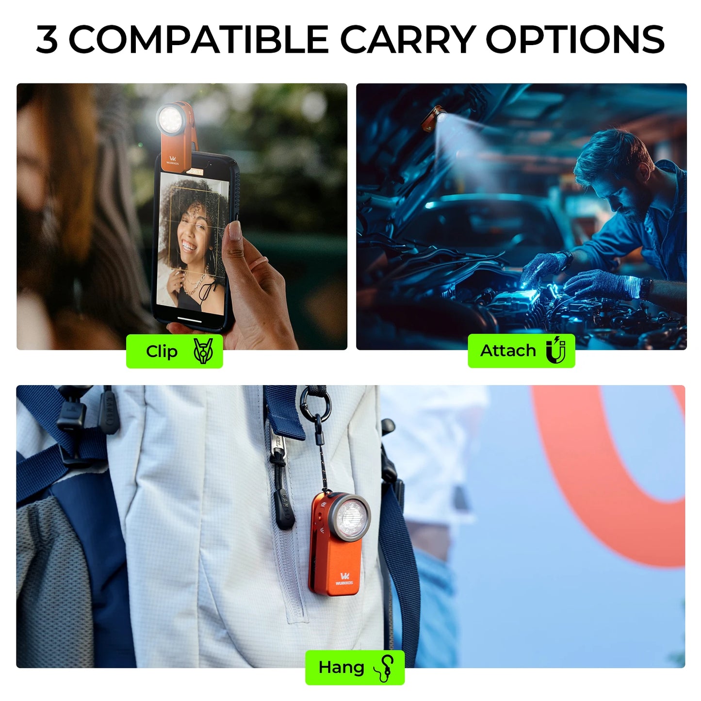 Wurkkos HD03 680LM Mini Clip Light USB C Rechargeable Pocket Flashlight Spotlight/Floodlight Portable EDC RGB Torch with Magnet