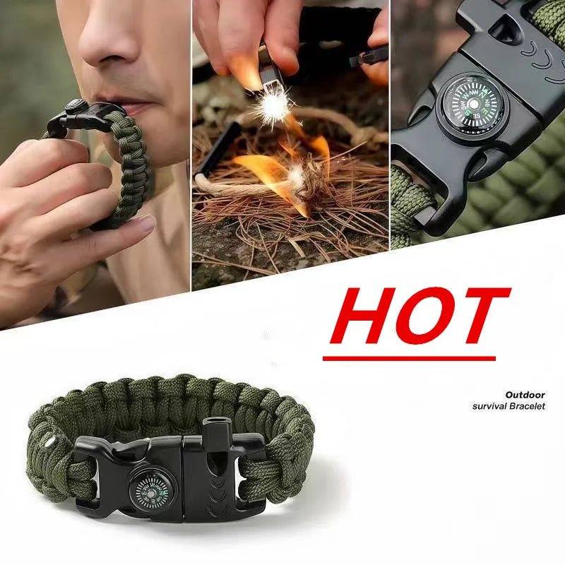 Outdoor Multi-function Paracord Survival Bracelet with Flint Adventure Emergency Rescue Survival Rope Bracelet Igniter for Men
