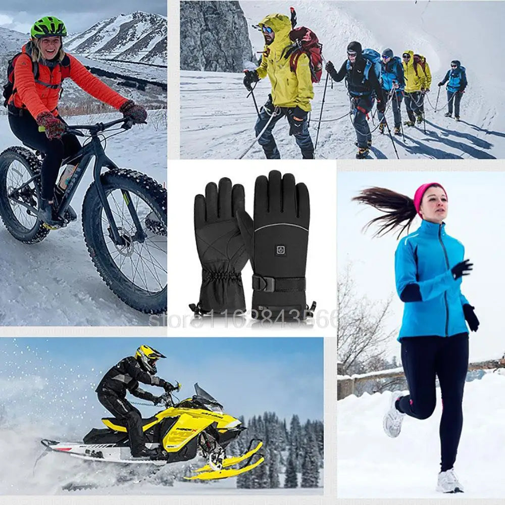 Winter Heated Gloves With Battery Box Heating Hand Warmer Thermal Gloves Waterproof Snowboard Cycling Motorcycle Bicycle Ski