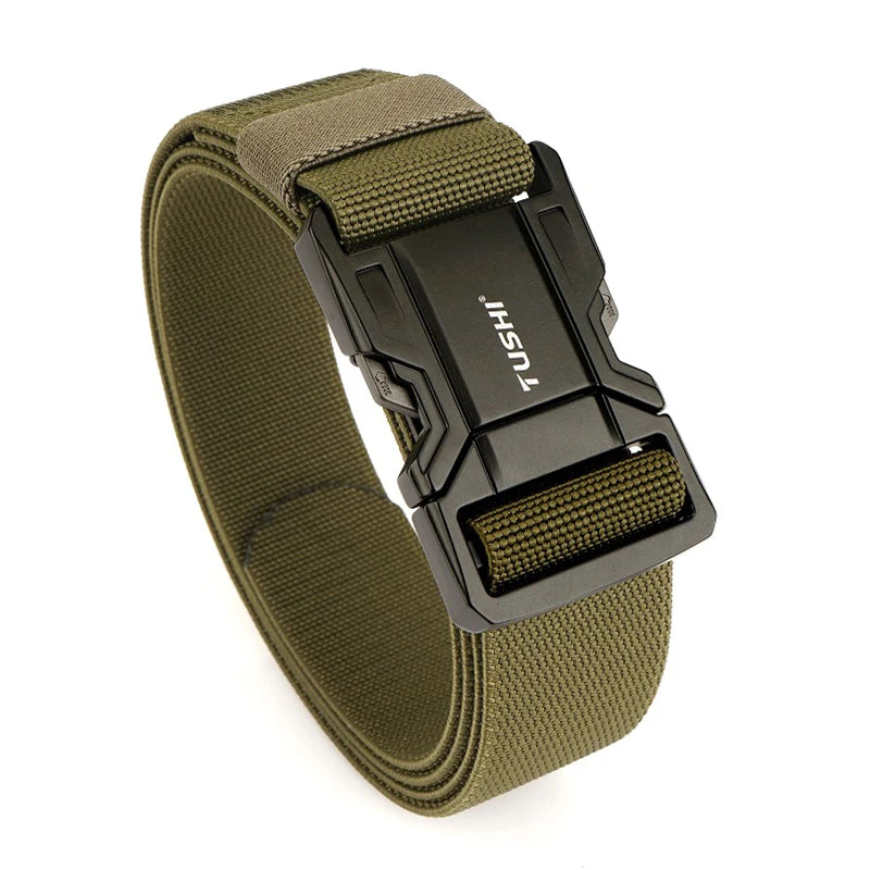 VATLTY New Elastic Casual Belt for Men Quick Release Metal Buckle Tactical Outdoor Girdle Adjustable Blue Hiking Belt Male