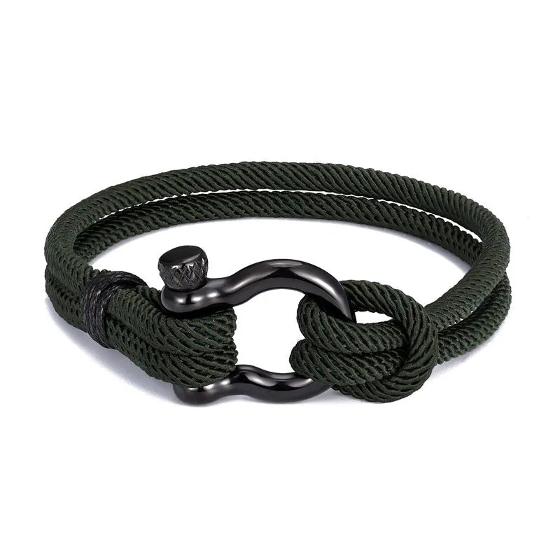 Navy Style Camping 2025 New Simple Parachute Cord Survival Anchor Bracelet Men Women with Black Stainless Steel Sport Buckle
