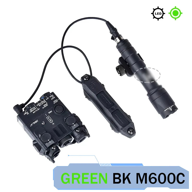 DBAL A2 Red Green Dot Laser Surefi M300 M600 Flashlight Pressure Switch Hunting Airsoft Weapon Light For 20mm MLOK KEYMOD Rail