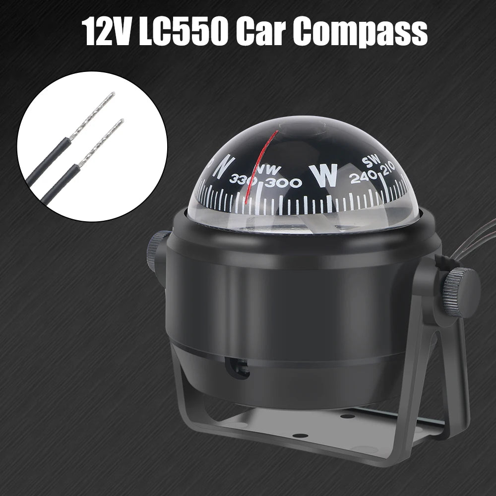 With Electronic LED Light Nautical Compass Waterproof 12V LC550 Navigation Positioning 360°rotating Boat Compass