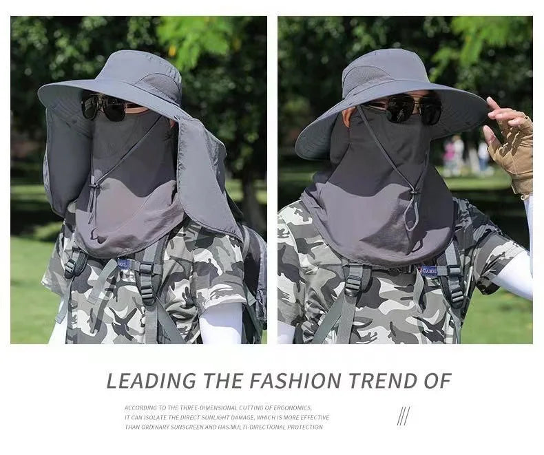 Sunscreen fishing Hat mosquito repellent Breathable hiking sun hat Face covering detachable UV resistant shawl hat Quick Drying
