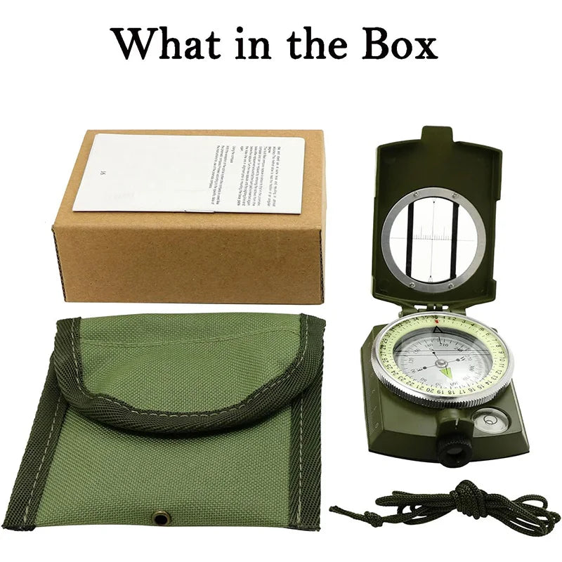 Outdoor Survival Compass High Precision Professional Metal Sight Compass Luminous for Outdoor Hiking Climbing Exploring Geology