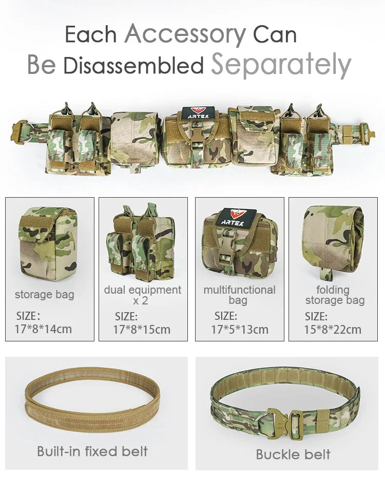 ARTEX Outdoor 1000D Nylon Battle Belt Sets Duty Belts Law Enforcement Airsoft Utility Belt with Mag Pouches