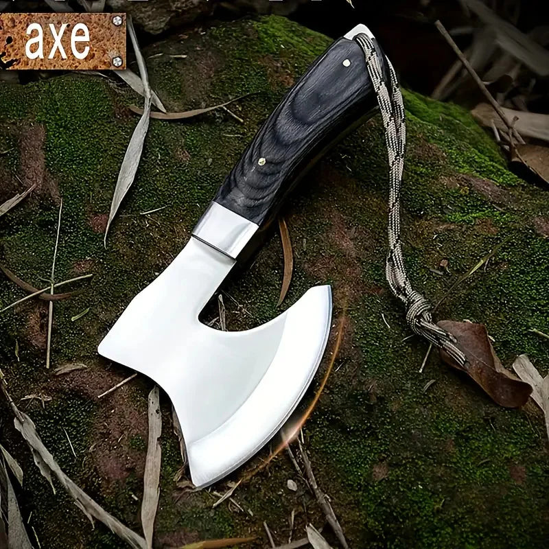 420J2 Steel Forged Camping Axe | Fireproof Axe Body + Non-slip Sandalwood Handle Multi-functional Demolition Axe Outdoor