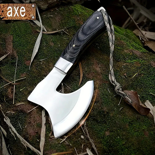 420J2 Steel Forged Camping Axe | Fireproof Axe Body + Non-slip Sandalwood Handle Multi-functional Demolition Axe Outdoor