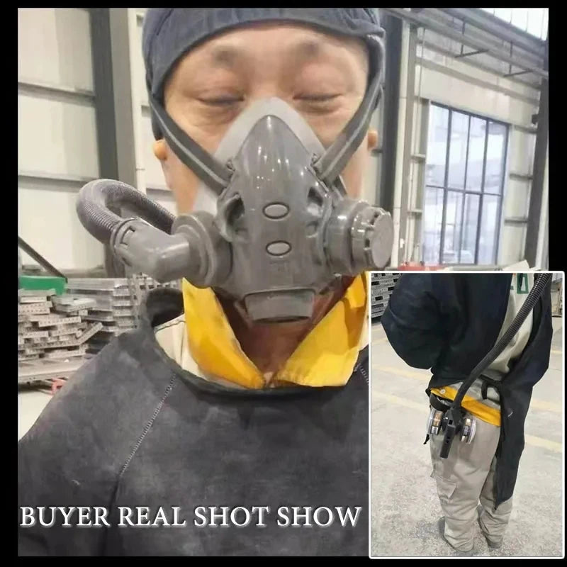 Electric Rechargeable Half Face Dust Gas Mask Portable Auxiliary Air Supply Respirator For Spraying Painting Polish Work Safety
