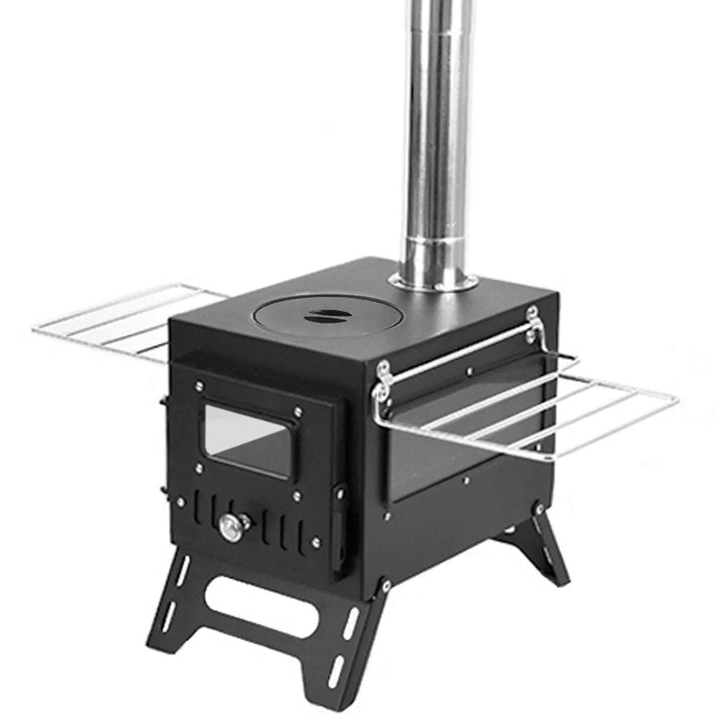 Tomshoo Outdoor Camping Wood-burning Stove Wood Burner Stainless Steel Foldable Tent Heater w Tent Fire Window Patio Fireplace