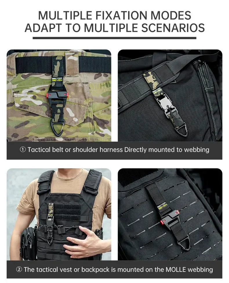 Tactical Multipurpose Triangle Quick Detachment Buckle Belt Quick Hanging Single Hook Survival Keychain EDC Quick Release Buckle