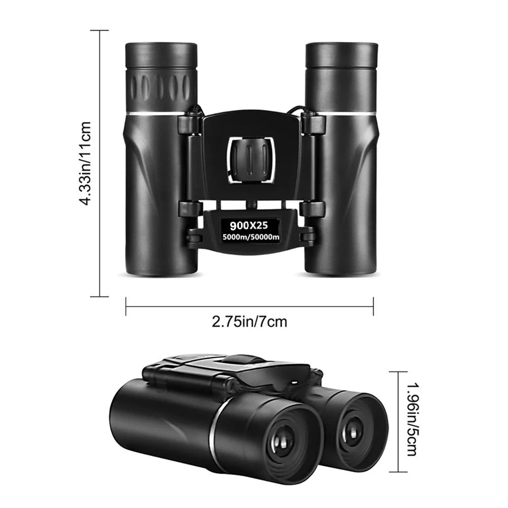 HOMEFISH 900x25 HD Zoom Portable Powerful Binoculars Long Range BAK4 Telescope Jumelles Folding Low Light Binoculars for Hunting