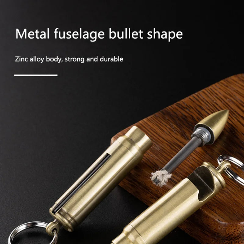Metal Keychain Match Lighter, Portable Retro Waterproof Lighter, Emergency Survival Equipment Lighter Barbecue Camping Gifts