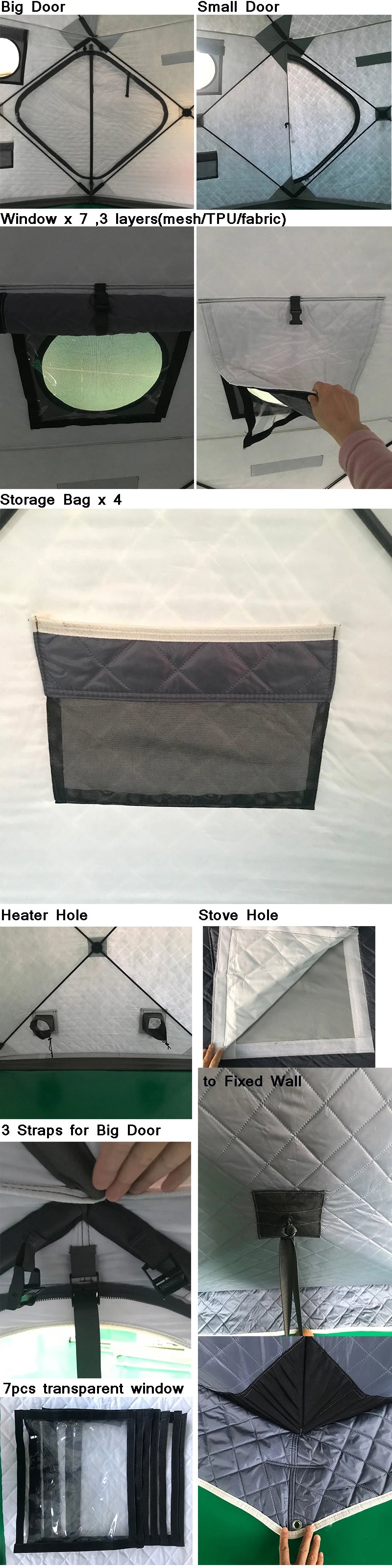 10 Person 4m 8 Side ThickNESS Insulation Winter Fishing Tent Outdoor Camping Party WindProof Sauna Carp Cube Shelter Ice Shelter