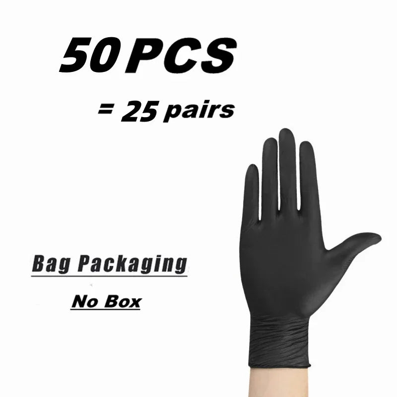 10/20/50/100pcs Disposable PVC Black Nitrile Gloves,Waterproof Latex Free,For Car Repair Food Safe Hair Dyeing Work Gloves
