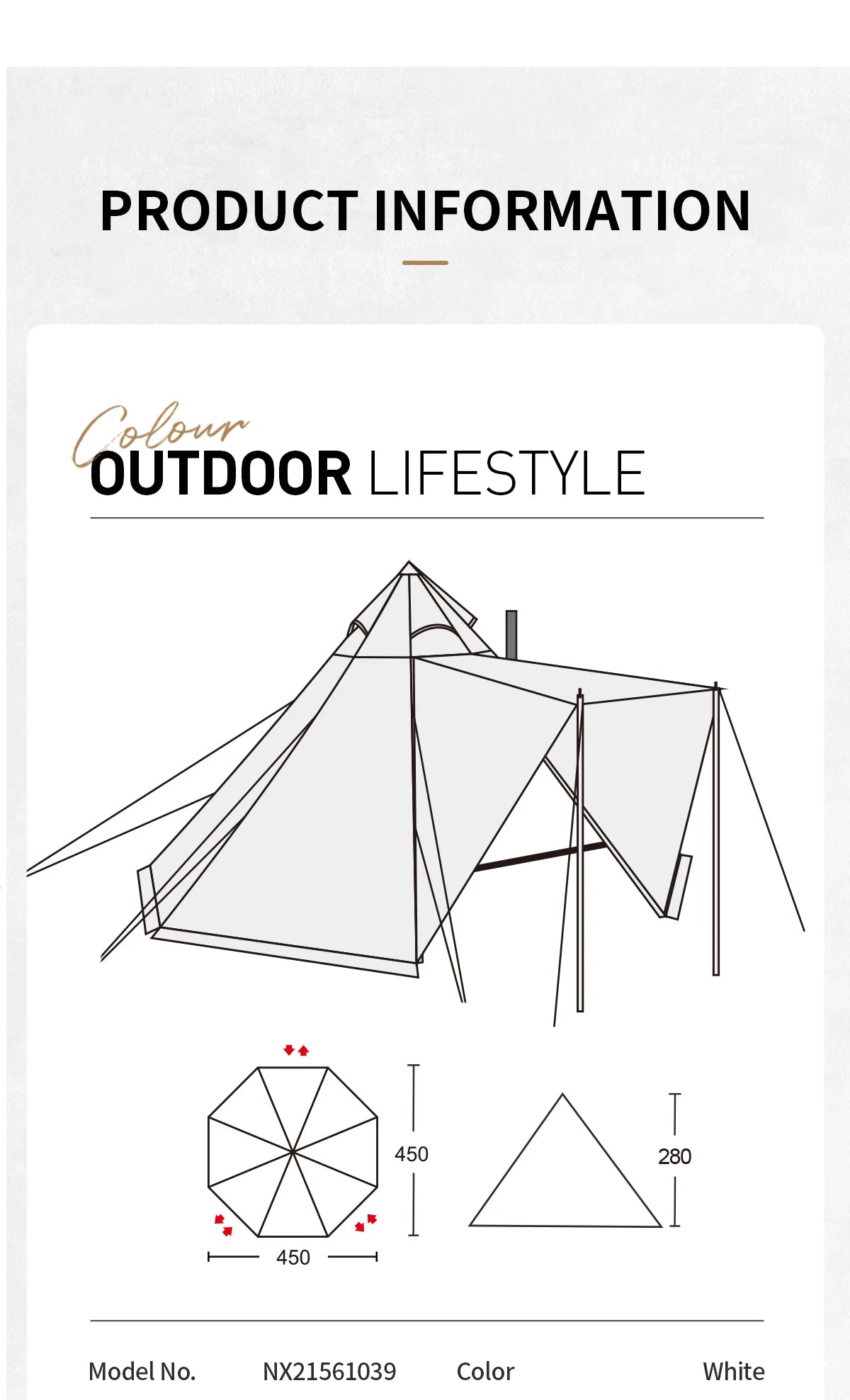 MOBI GARDEN Camping Pyramid Tent 4-6 Person Waterproof UV Protection Home Outdoor 3 Seasons Forest Tower 280