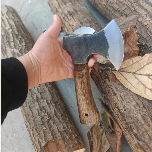 High-carbon Steel Hatchet Portable Small Axe Outdoors Camping Multifunctional Wooden Handle Self-defense Small Axe Outdoor Tools