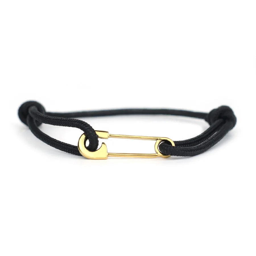 Adjustable Rope Bracelet with Safety Pin Clasp Unisex Paracord Wristband Trendy Survival Jewelry Gift for Men Women