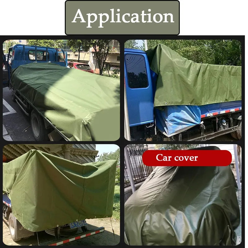 Thick 0.85mm Heavy Duty Organic Silicone Canvas Tarpaulin Outdoor Cargo Pile Waterproof Cover Boat Truck Canopy Rainproof Cloth