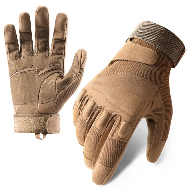 Winter Warm Tactical Gloves Rubber Shell Protection Thickened All Finger Touch Screen Anti-Slip Outdoor Riding & Camping Cold
