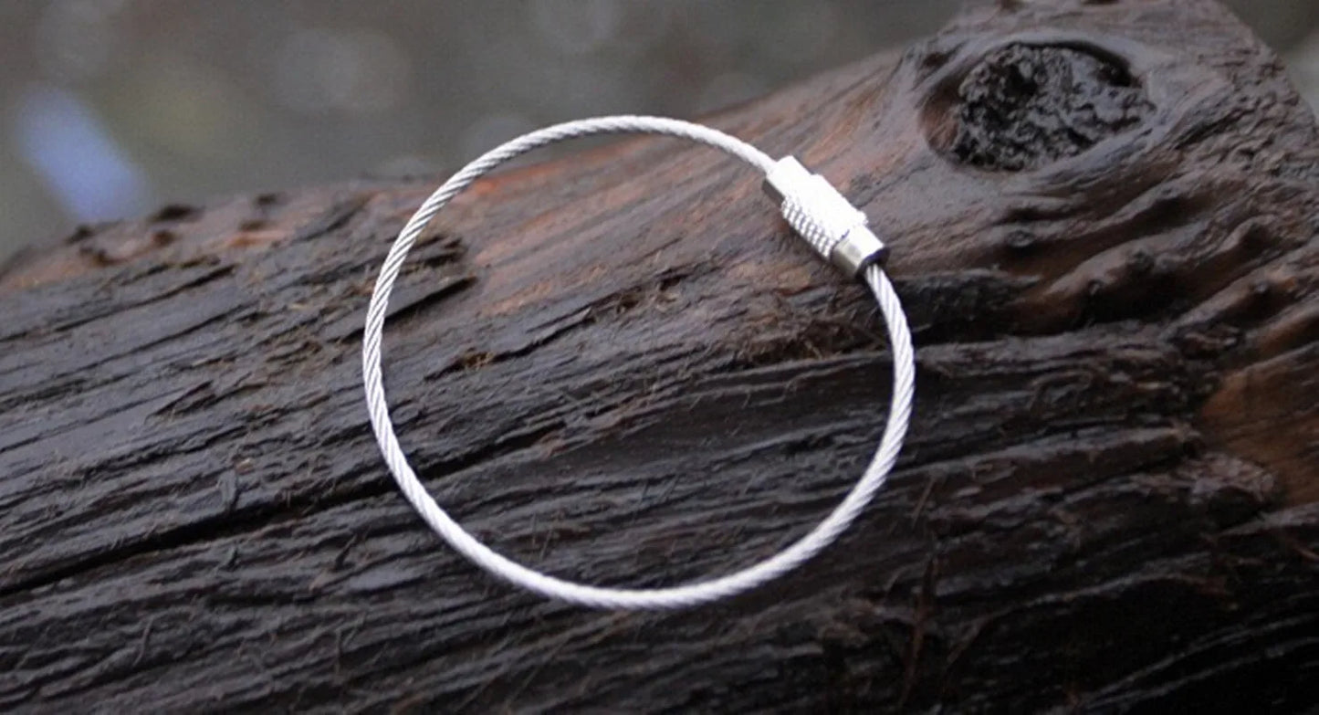 10PCS 15CM Outdoor Tools EDC Camping Tools Equipment Multi Keychain Kit 304 Stainless Steel Wire Rope Keyring