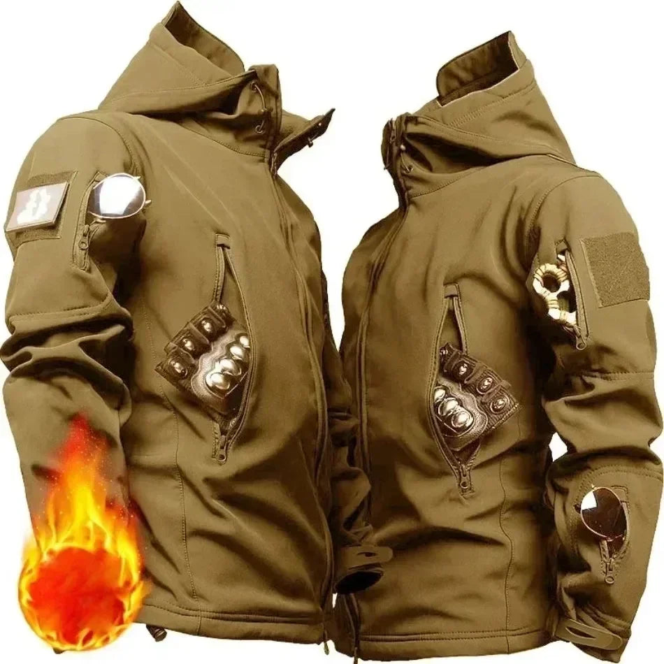 Men's Winter Autumn Fleece Jackets Tactical Waterproof Suits Outdoor Fishing Hiking Camping Tracksuits Coats Thermal Pants