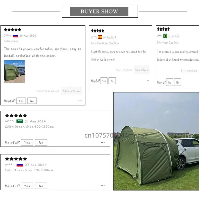 Military Green SUV Tent, Rear Car Connected Multifunctional Tent, Outdoor Camping Waterproof Windproof Tent