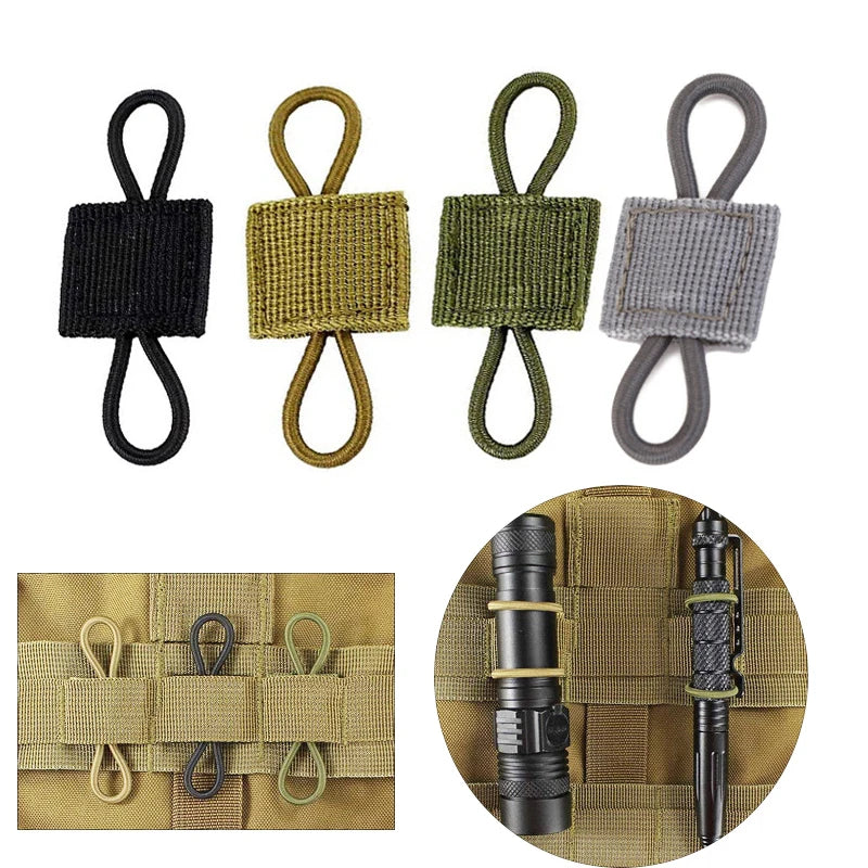 10pcs MOLLE Elastic Nylon Webbing Ribbon Buckle Outdoor Hiking Hunting Backpack Vest PTT Antenna Stick Pipe Binding Retainer