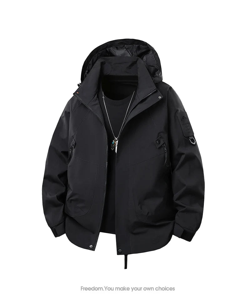 Unisex Hiking Jacket Men Outdoor Waterproof Climbing Fishing Hooded Jacket Autumn Spring Women Windproof Detachable Camping Coat