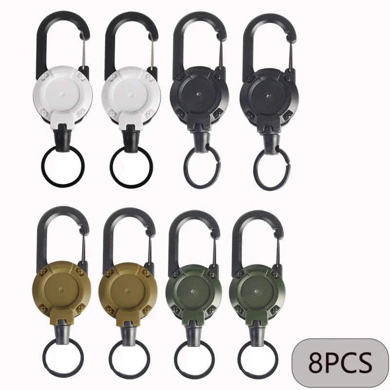 2/4/8pcs Outdoor Retractable Keychain Heavy Duty Carabiner Badge Holder Retractable ID Badge Clip Reel Key Chain for Fishing