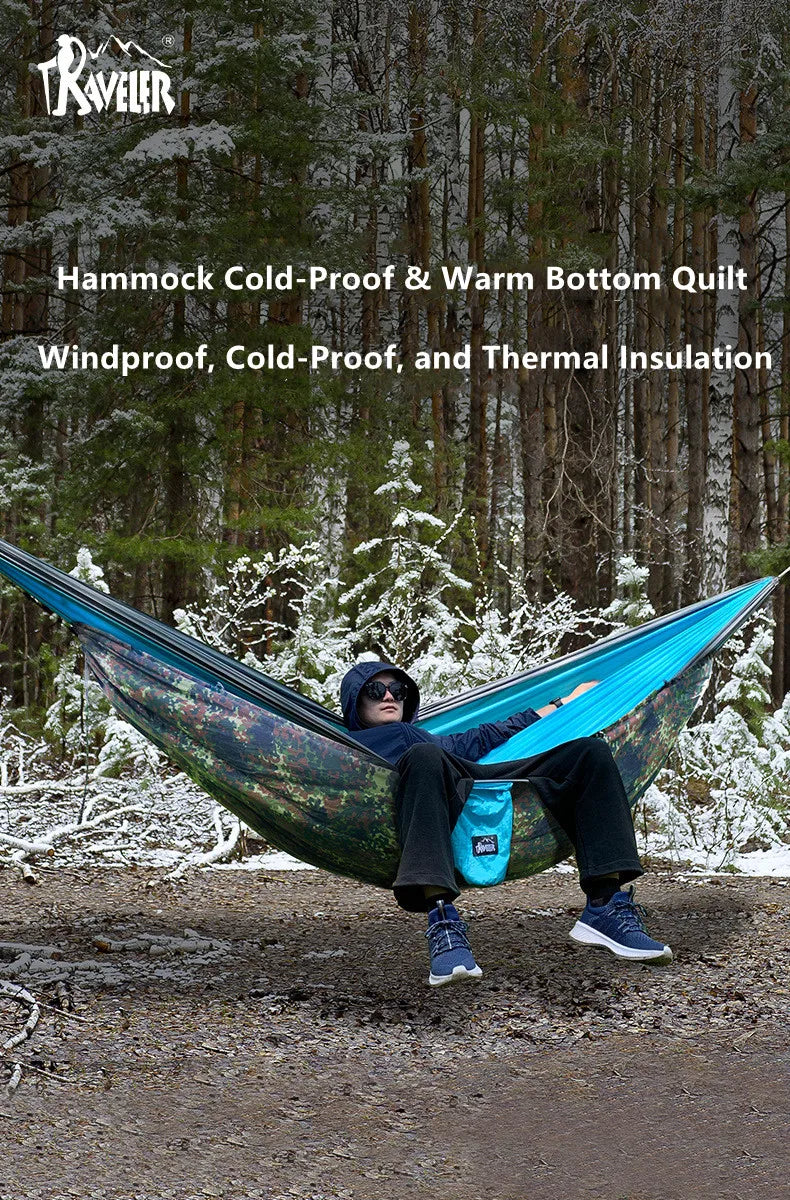 TRAVELER All-in-One Sleeping Bag Hammock, Portable Outdoor Camping Bed with Underquilt, Cold Proof Windproof Travel Gear