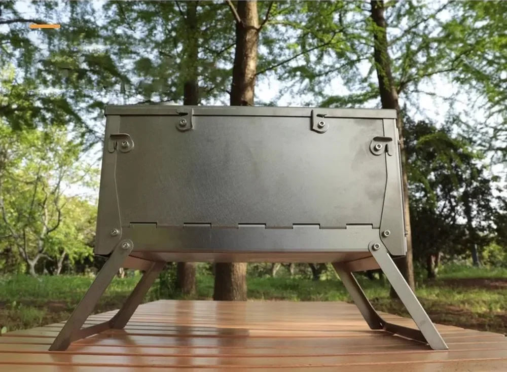 Tryhomy 1mm Titanium Wood Stove Folding Ultralight Camping Stove Brazier Portable Tent Fire Wood Heater Burner with Accessories