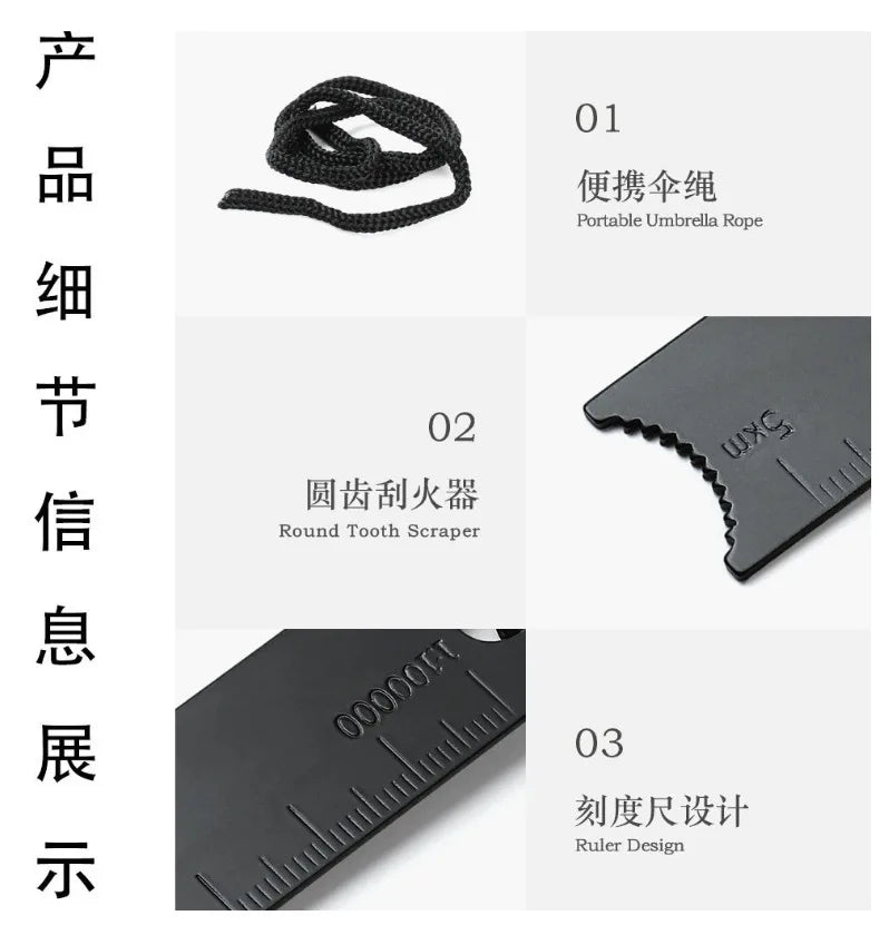 Outdoor Survival Flint Fire Starter with Wood Handle, Multi-Tool Magnesium Rod - Luminous Waterproof Camping Fire Stick