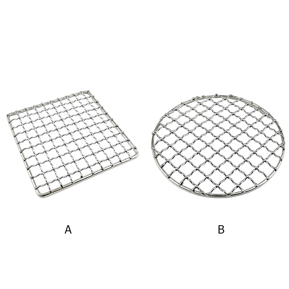 Stainless Steel Camping Grill Grate Mesh Pads Grilling Net Fire Cooking Outdoor Activities Traveling Picnic BBQ Camping Pot Tool