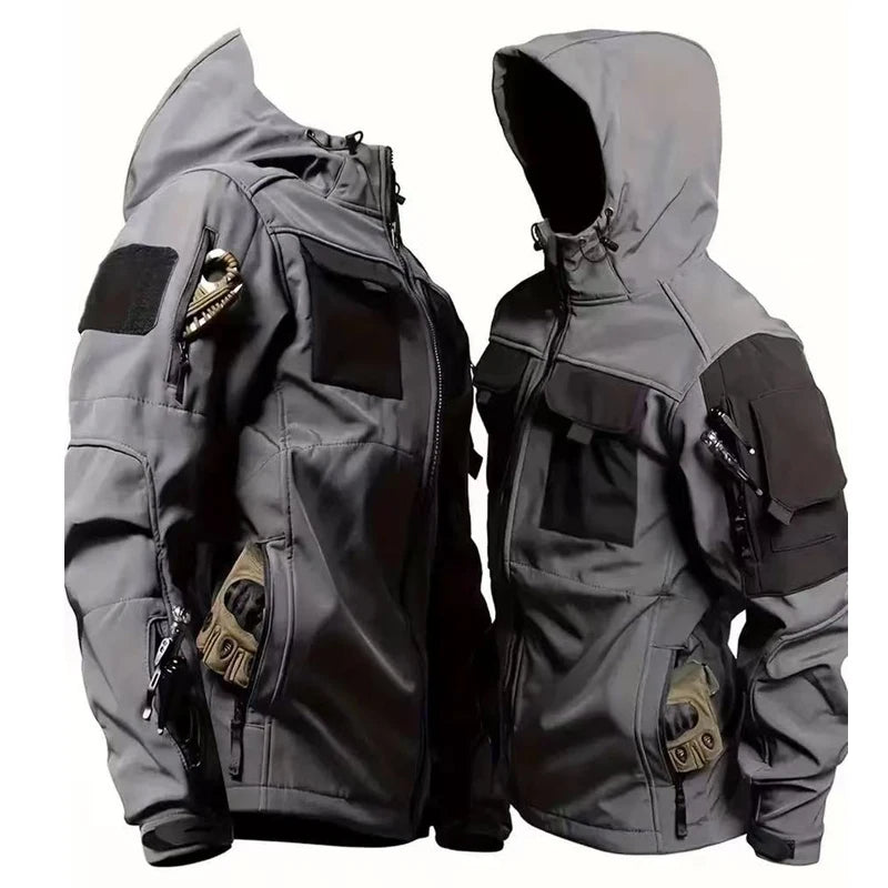 Men's Winter Autumn Fleece Sharkskin Waterproof Tactical Military Camping Hiking Jackets Climbing Hunting Coats Combat Pants