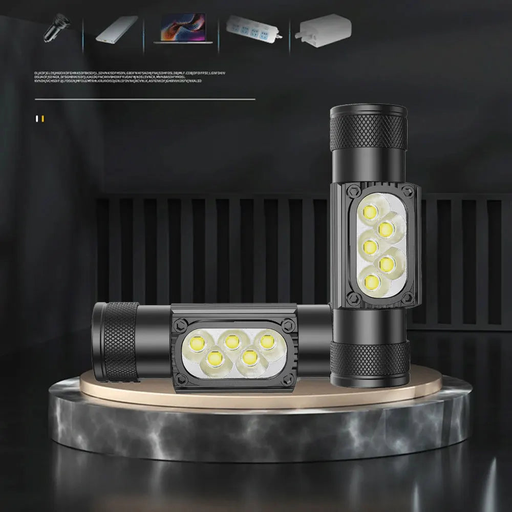 Mini LED Headlight 1920LM White 7000-8000K Flashlight Use 18650 Battery Memory Headlamp Type-C USB Head Light Lamp Flash Torch