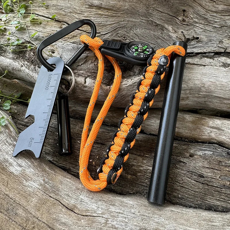 Bear Grylls Survival Fire Starter Magnesium Flint Rod, Portable Emergency Firesteel Kit Compass Whistle for Camping Hiking Tool