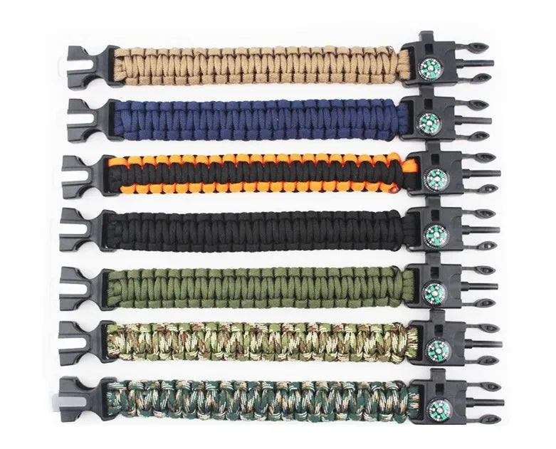 Outdoor Multi-function Paracord Survival Bracelet with Flint Adventure Emergency Rescue Survival Rope Bracelet Igniter for Men