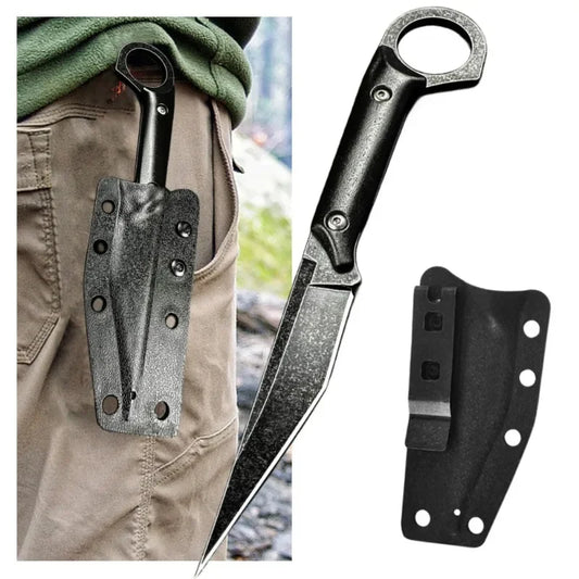 New corrosion-resistant portable knife, multi-purpose outdoor straight knife K-sheath, jungle self-defense EDC knife。
