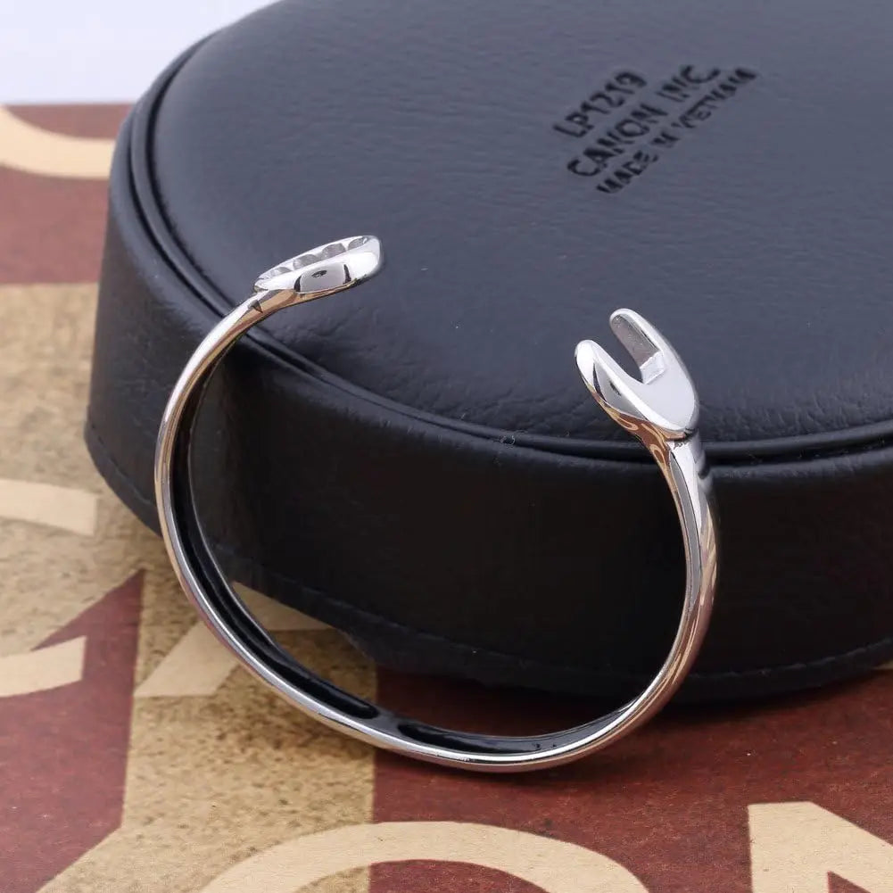 Unisex 316L Stainless Steel Biker Mechanic Wrench Tool Open Biker Bracelet Bangle