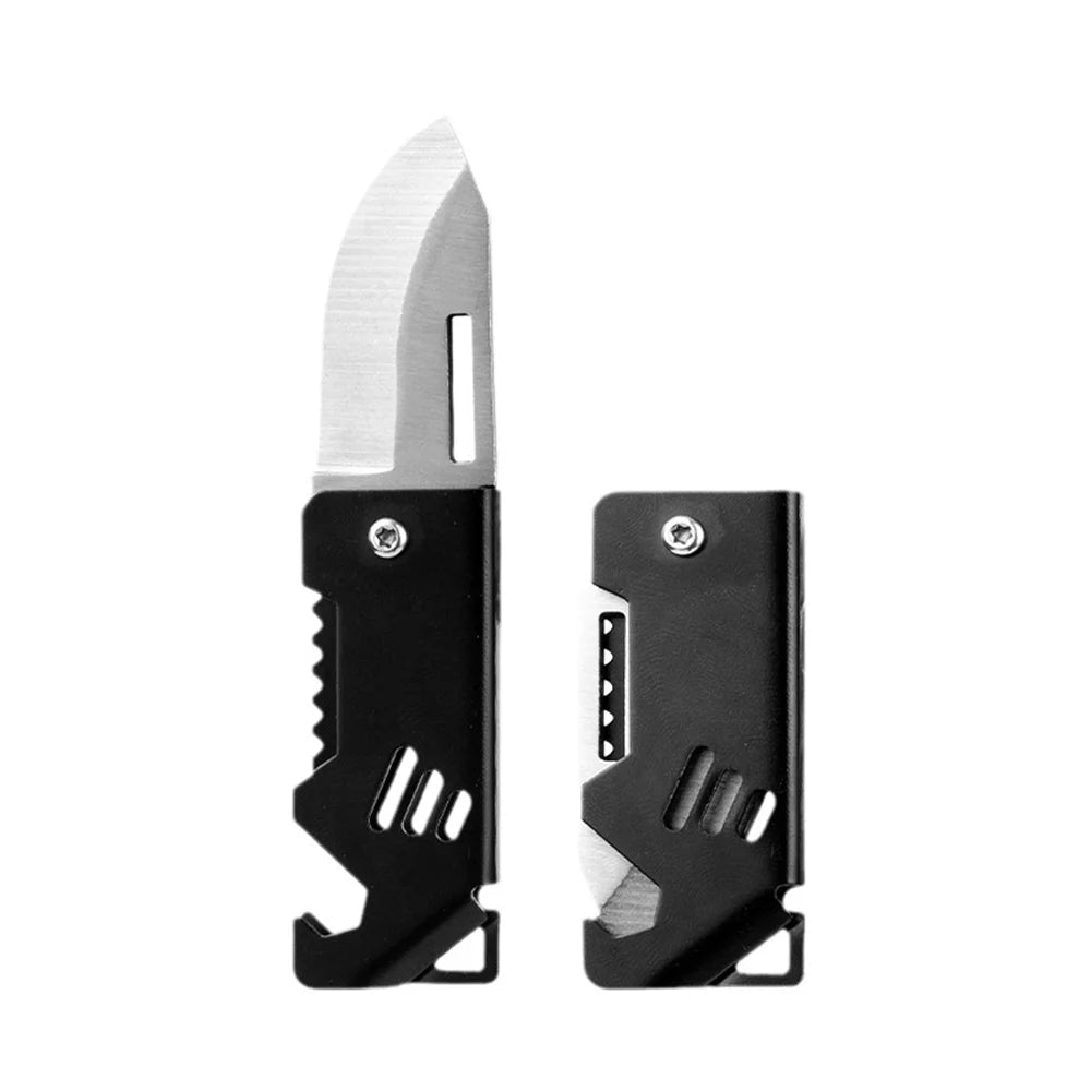 New Outdoor Folding Pocket Knife Keychain D2 Steel Sharp Cutting Camping Survival Tool Bottle Opener Portable Key Chain Pendant