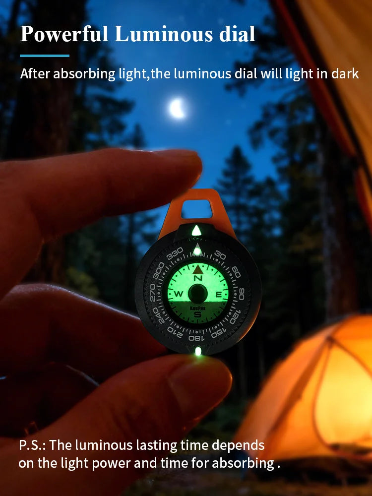 KANPAS EDC Mini Compass, Luminous Compass for Adventure Map Reading, Light Weight Outdoor Survival Gear, K-18