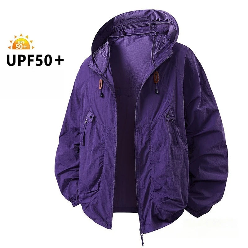 Men's Fishing Hooded Jacket Hiking Mountain Sport Waterproof Lightweight Windbreaker Rain Shell 2025 Camping Sun-proof Raincoat