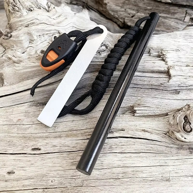 10*150mm Outdoor Flint Magnesium Rod with White Steel Scraper Whistle Camping Gnition Flint Rod EDC Survival Fire Starting Tool